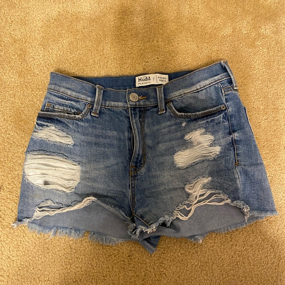 Distressed Blue Jean Shorts